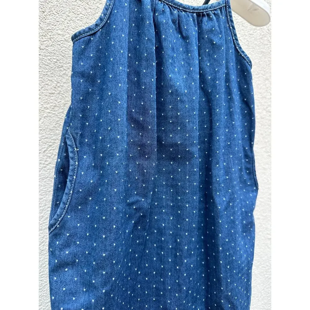 Baby Gap 1969 Denim Jumpsuit, Baby Size 18-24mo, Blue Polka Dot